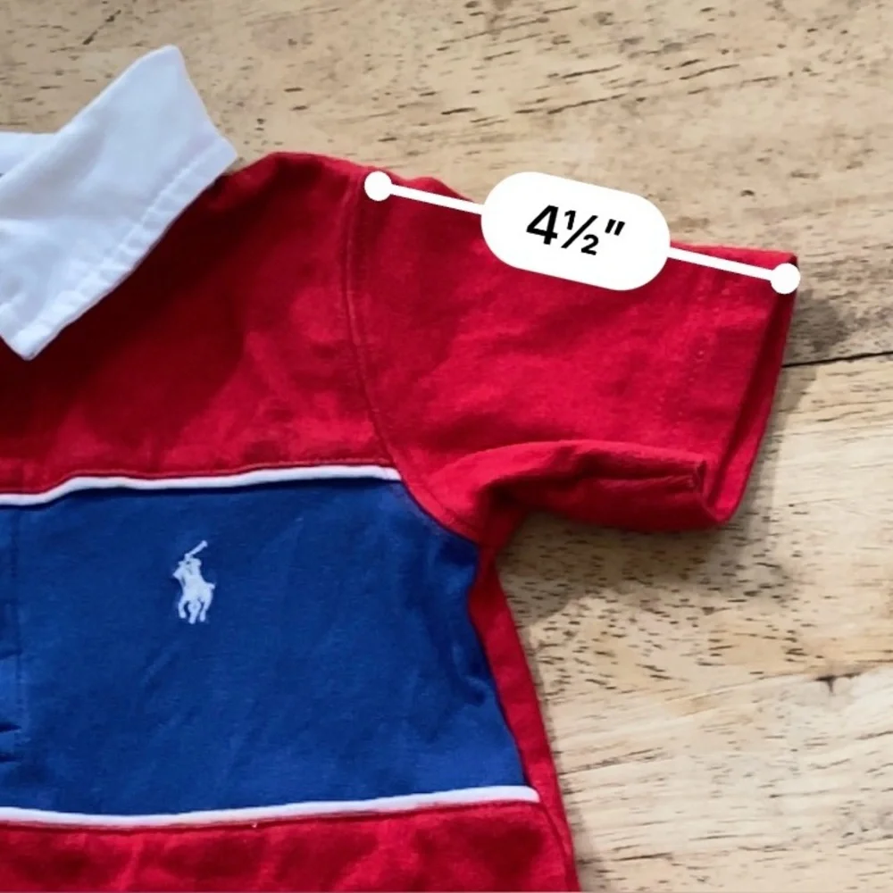 Vintage Polo Ralph Lauren Infant Sz‎ S (3-6 m) Red/Royal Blue Rugby Shortall